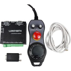 RATTMMOTOR 4-Axis Mach3 CNC Controller Kit, LAN5160T4 Stepper Motor Driver Ethernet with Electronic Handwheel MPG Pendant Emergency Stop Manual Pulse Generator for CNC Router/Lathe/Engraving Machine