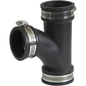 6I7I Flexible Tee Coupling with Stainless Steel Clamps, 3.5" Inner diameter for 3" Nominal Pipe, Black