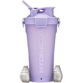 Hydra Cup DualShaker Pro 32 oz Shaker Bottle for Protein Shakes, Shaker Cup w/Handle & Ball Blender Whisks, Dual Mixing Shaker Bottle with Storage, 2 in 1, for Travel To Go, BPA Free (White)