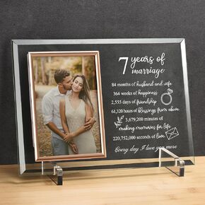 7 Year Anniversary for Her or Him Gifts, 7th Wedding Anniversary Picture frame for Wife or Husband, Copper or Wool Anniversary Marriage Presents for Couple
