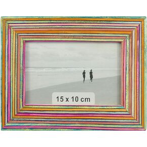 NIKKY HOME Wooden Photo Picture Frame 4x6 Boho Style Mango Wood for Tabletop Display, Colorful