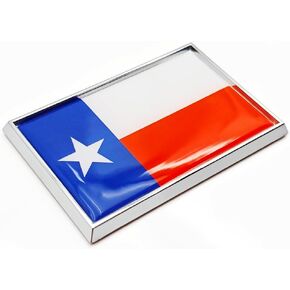 Texas Flag Sticker Emblem Decal Car Chrome Flags, 2 Pack, 3 x 2 inches