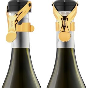 OWO Champagne Stoppers Stainless Steel Champagne Saver with Silicone Leak Proof Wine Stoppers for Red Wine Champagne Cava and Sparking