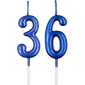 36th & 63rd Birthday Candles, Gold Number 36 63 Candle for Cake, Happy Birthday Cake Topper Decoration for Birthday Anniversary Celebration Party Supplies