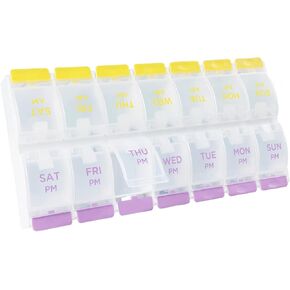 BYVOV AM PM Weekly Pill Organizer 2 Times a Day,7 Day Medicine Organizer,Large Travel Pill Organizer Case for Pills,Vitamin,Supplements,Medication