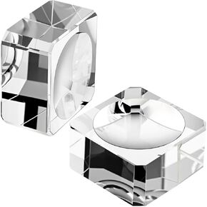 A Pair 35mm Square Crystal Ball Stand, Clear Crystal Base Display 60mm to 90mm Crystal Ball W3932
