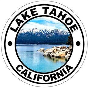 Round Lake Tahoe Sticker (Alpine Lake Decal, Sierra Nevada, California for Cars, Trucks, Laptop (3 inch)