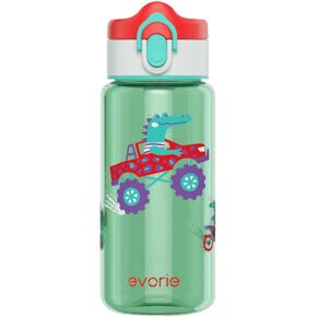 Evorie Tritan Kids Water Bottle for School No Straw 13oz BPA Free Plastic Sports Bottle Reusable Lightweight Leak Proof Travel Drinks Bottle Spout Drinking Cup Running Flip Top