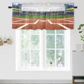 American Football Field Valance Curtains for Kitchen Bathroom Bedroom Cafe Living Room,Sports Stadium Arena Print Art Rod Pocket Decor Short Window Curtain 1 Panel, 54x18 Inch