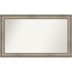 Amanti Art Custom Mirror, Parlor Silver Bathroom Mirror, Wall Mirror or Bathroom Vanity Mirror Over Sink (33.5 x 33.5 in.) Non-Beveled Mirror, Silver Mirror, Traditional Mirror from WI, USA