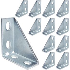 12Pcs 90 Degree Gusseted Fittings, Carbon Steel Q235 Right Angle Connector Brackets, Gusset Corner Brace Fasteners for ½" Bolt in 1-5/8" Channel, 4 Hole L Shaped External Fastening Connector in Kuwait