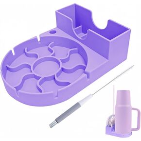 MOTEERLLU Silicone Drying Rack for Stanley Cup 30/40oz, Bottle Drying Rack Space Saving,Drain Rack for Lid and Straw, Stanley Cup Accessories (Purple)