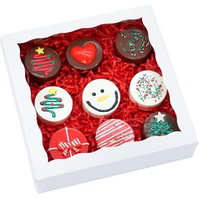 15pcs 8x8x2 Inch Bakery Boxes with window: Cookie Boxes Pie Boxes Chocolate Covered Strawberries Boxes for Christmas Valentine's Thanksgiving-White