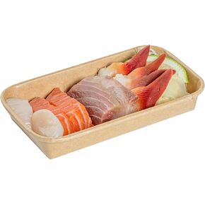 Restaurantware-Matsuri Vision 6.3 x 3.6 x 0.9 Inch Sushi Trays, 100 Greaseproof Sushi Packaging Boxes - Lids Sold Separately, Disposable, Kraft Paper Sushi Containers, For Appetizers Or Desserts