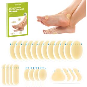 Bukihome Gel Blister Hydrocolloid Bandages - 24Pcs Blister Cushions for Foot, Heel - Water Resistant Bandages, Blister Pads for Prevention & Recovery (Heel Pack)
