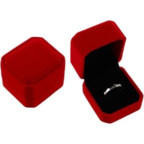 Red Square Velvet Ring Display Case, Jewelry Box Wedding Travel Ring Box Ring Holder Velvet Gift Packaging Box Jewelry Box，Jewelry Boxes and Organizers，Jewelry Boxes