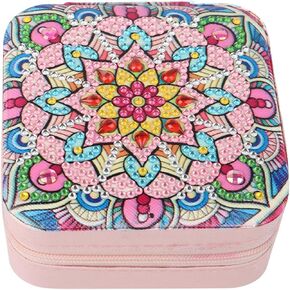 JISHSHAY Diamond Art Jewelry Box Diamond Painting Jewelry Box Diamond Painting Storage Box Diamond Art Kits for Adults Jewelry Organizer Diamond Painting Accessories Travel Jewelry Case Mandala
