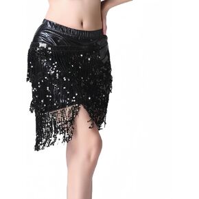 Latin Dance Dress, Sequin Tassel Skirt, Hip Wrap Short Skirt, Fringe Dance Skirt
