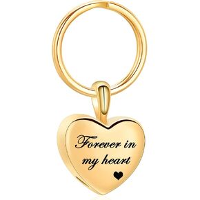 Yinplsmemory Cremation Heart Shape Urn Keychain for Ashes for Women Forever In My Heart Urn Locket Ashes Keepsake Key Ring
