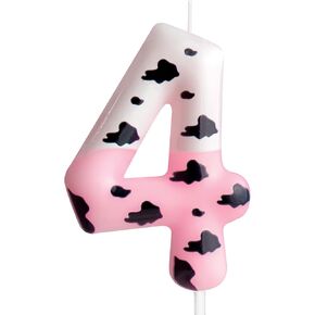 2nd Birthday Candle Cow Number 2 Candle Cow Cake Decoration Birthday Party Supplies Pink Cow Themed Cake Topper Decorations for Kids Boy Girl Party Decor Supplies in Kuwait