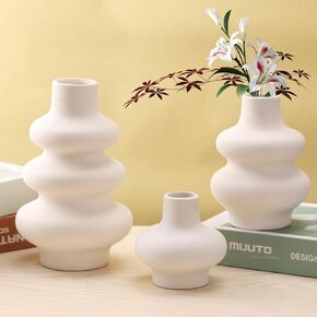 Ceramic Vases- Set of 2 White Vase for Flower Home Decor, Boho Vase for Decor,Vase for Minimalism Style Decor Wedding Dinner Table Office Decorations Modern Vase
