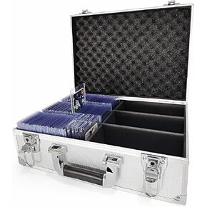 Toploaders Storage Box Hold 600+ 35PT 3"x4" Standard Toploaders, Hard Aluminum Alloy Top Loader Storage Case, Trading Card Storage Box Hold 2000+ Cards for Trading Cards Sports Cards (Silver)