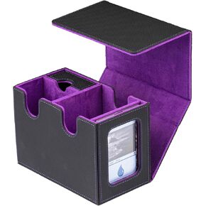 WELLMILLER MTG Deck Box for Commander with Dice Tray,Designed for MTG Commander Card Deck Box Fits 200+ Double Sleeved Cards,Card Storage Box with 3 Dividers 2 card holder
