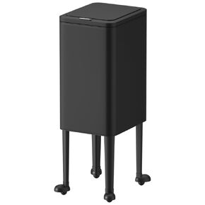 12L/3gal Tall Black Trash Can with Legs,Modern Garbage Can for Kitchen,Dog Proof Trash can,Slim Metal Trash Bin for Bathroom,Kitchen,Bedroom,Living Room (Black)