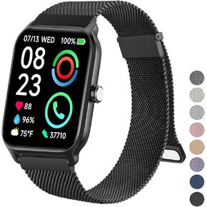 Metal Bands Compatible with IDW13,IDW16,IDW19 Smartwatch Bands, 22mm Stainless Steel Metal Replacement Strap for Fitpolo IDW13/Woneligo W13 Smartwatch Bands,ENOMIR/TOOBUR/MILOUZ/Gydom/Faweio/Veryfit IDW19 Smartwatch Bands