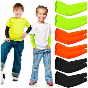 SATINIOR 6 Pairs Kids Cooling Arm Sleeves Sun Protection Compression Forearm Sleeve Cover for Boys Girls