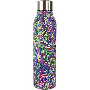 Peach Floral 17 Ounce Stainless Steel Screw Top Lid Double Wall Insulated Canteen Bottle