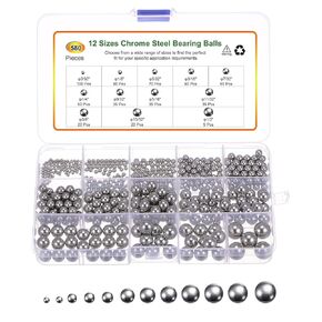 uxcell 580pcs G200 Precision Balls Assortment Kit 3/32"- 1/2" 12 Sizes 304 Stainless Steel Solid Bearing Balls