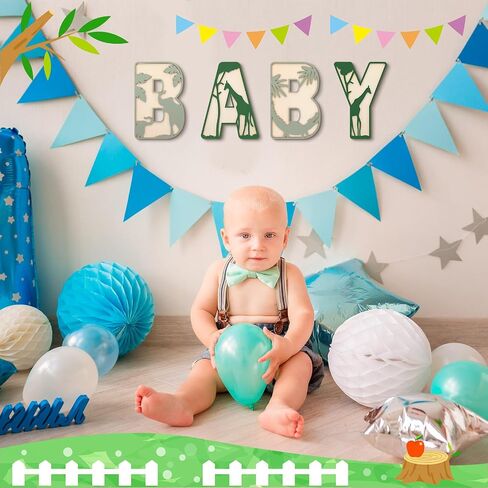 4 Pcs Baby Letters Boho Decor 8 Inch Wooden Nursery Wood Sign Wall Rattan Wildflower Letter Sign Safari Nursery Letters Wall Decor for Baby Shower Newborn Birthday Gift in Saudi Arabia
