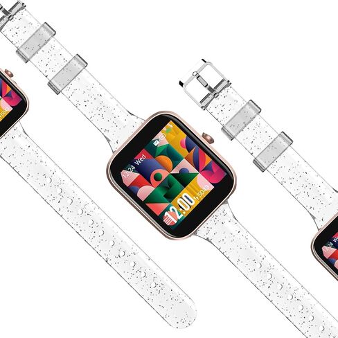 Compatible for Amazfit GTS 4 mini Band, Glitter Clear Silicone Band Compatible for GTS 3/GTS 2/GTS/GTS 2 Mini/GTS 2e/ Bip Lite/Bip U Pro/Bip u in Saudi Arabia