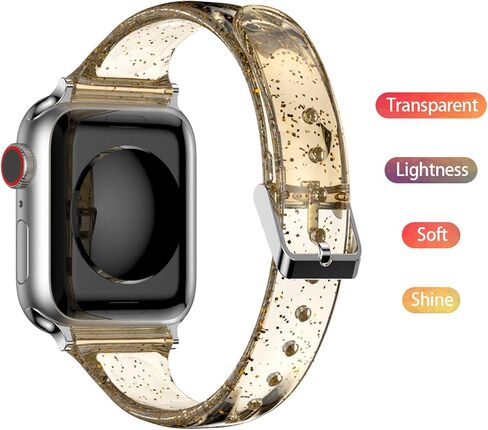 Compatible for Amazfit GTS 4 mini Band, Glitter Clear Silicone Band Compatible for GTS 3/GTS 2/GTS/GTS 2 Mini/GTS 2e/ Bip Lite/Bip U Pro/Bip u in Saudi Arabia