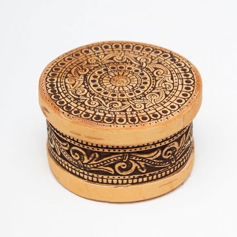 صندوق تخزين تذكاري صغير للمجوهرات المزخرفة، علب هدايا لحاء البتولا الخشبي الدائري in Kuwait