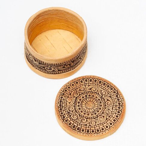 صندوق تخزين تذكاري صغير للمجوهرات المزخرفة، علب هدايا لحاء البتولا الخشبي الدائري in Kuwait