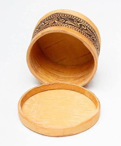 صندوق تخزين تذكاري صغير للمجوهرات المزخرفة، علب هدايا لحاء البتولا الخشبي الدائري in Kuwait