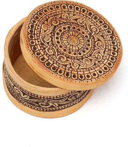 صندوق تخزين تذكاري صغير للمجوهرات المزخرفة، علب هدايا لحاء البتولا الخشبي الدائري in Kuwait