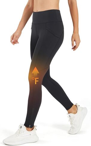 PERSIT Women's Fleece Lined Water Resistant Leggings High Waist Thermal Warm Winter Ankle Zip Yoga Pants with Pockets in Saudi Arabia