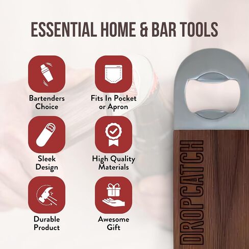 Handheld Bar Blade Bottle Opener | Flat Beer Cap Bottle Opener | Durable Bartender or Home Tool | Heavy Duty Stainless Steel & Walnut Finish | Mini 4.25" x 1.5" in Saudi Arabia