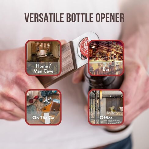 Handheld Bar Blade Bottle Opener | Flat Beer Cap Bottle Opener | Durable Bartender or Home Tool | Heavy Duty Stainless Steel & Walnut Finish | Mini 4.25" x 1.5" in Saudi Arabia