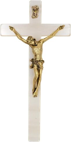 Ivory-Style Wall Crucifix with Gold-Tone Corpus | Catholic Home Décor and Devotional | Great Christian Gift for First Holy Communion and Confirmation (Large) in Saudi Arabia