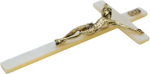 Ivory-Style Wall Crucifix with Gold-Tone Corpus | Catholic Home Décor and Devotional | Great Christian Gift for First Holy Communion and Confirmation (Large) in Saudi Arabia