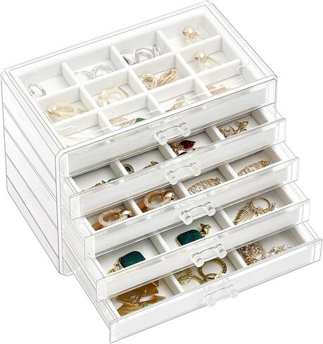 ProCase Acrylic Stackable Jewelry Holder Bundle with Wooden Bracelet Stand for Selling in Saudi Arabia