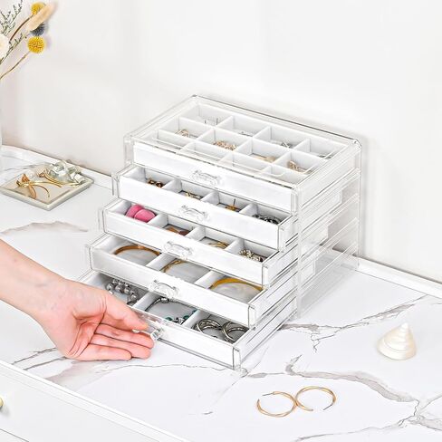 ProCase Acrylic Stackable Jewelry Holder Bundle with Wooden Bracelet Stand for Selling in Saudi Arabia