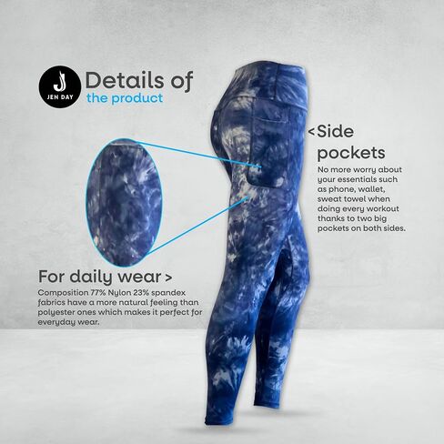 Leggings for Women Non See-Through with 2 Pockets, High Waist Control Yoga Pants. Running Fitness Leggings. in Saudi Arabia