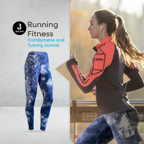 Leggings for Women Non See-Through with 2 Pockets, High Waist Control Yoga Pants. Running Fitness Leggings. in Saudi Arabia