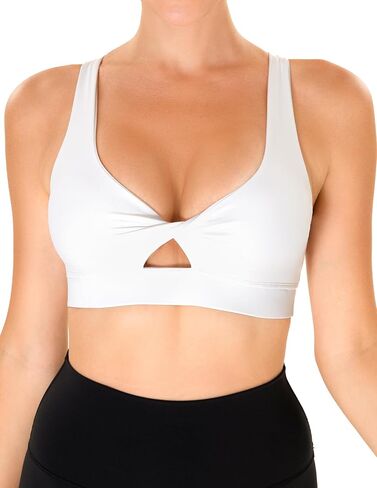 YUNOGA Women's Workout Sports Bras Twist Front Padded Yoga Bras Medium Supports Criss Cross Back Fitness Bra Tops in Saudi Arabia
