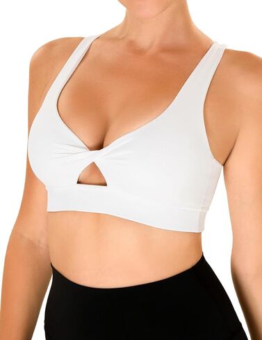 YUNOGA Women's Workout Sports Bras Twist Front Padded Yoga Bras Medium Supports Criss Cross Back Fitness Bra Tops in Saudi Arabia